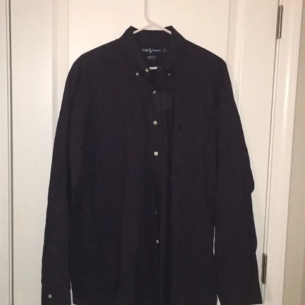 Blue Check Yarmouth Pony Polo Ralph Lauren shirt L